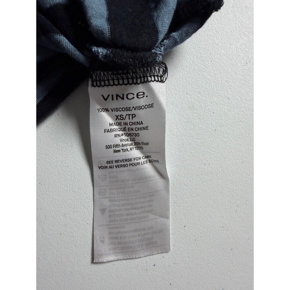 Vince Striped Long Sleeve Crewneck Top XS Black Blue Viscose Casual Everyday - Picture 8 of 10